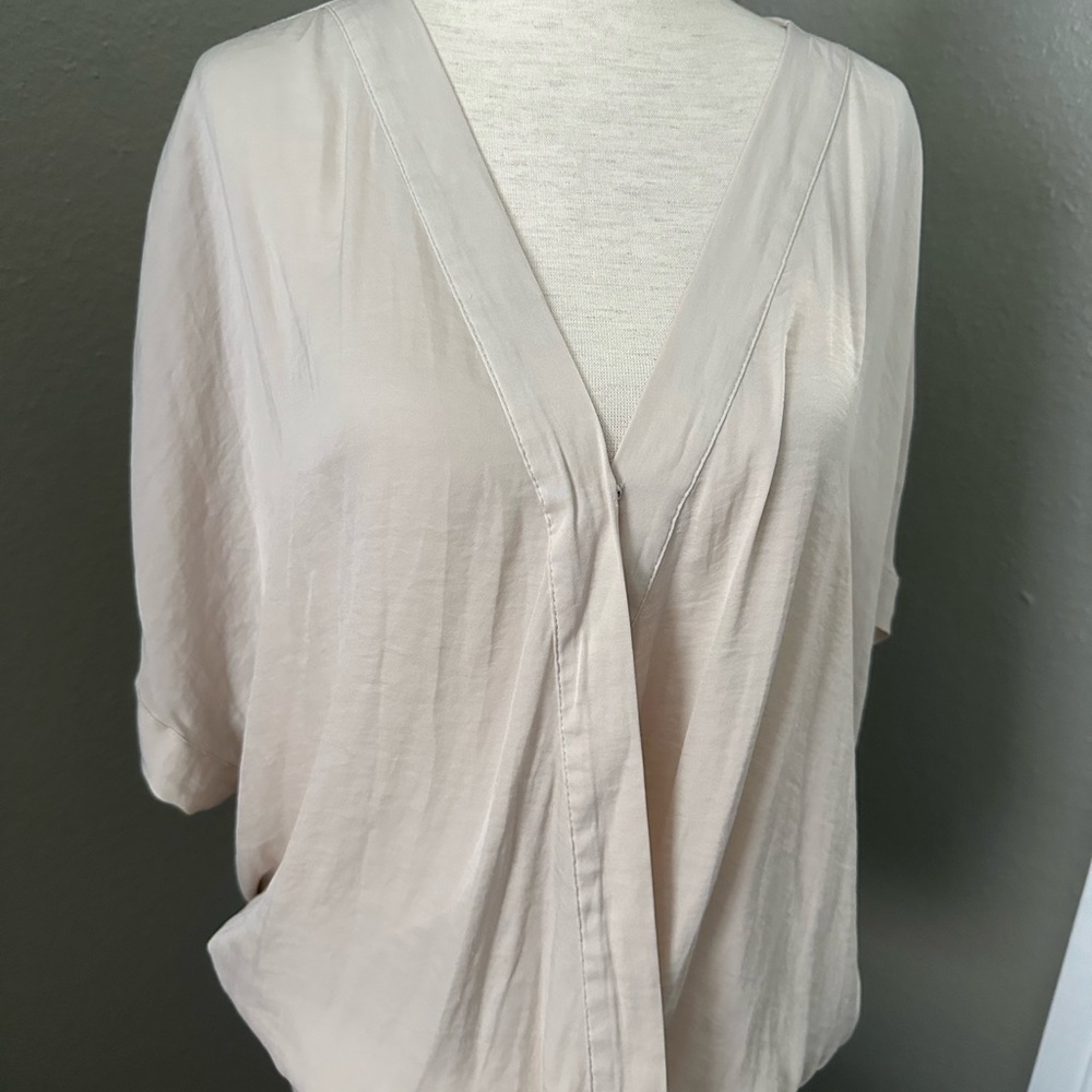 Naked Zebra tan v-neck blouse